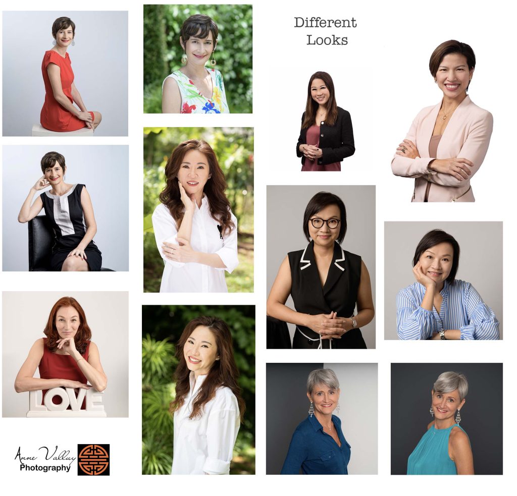 12 portraits on a white background, on the bottom right there is a logo saying Anne Vallay Photography